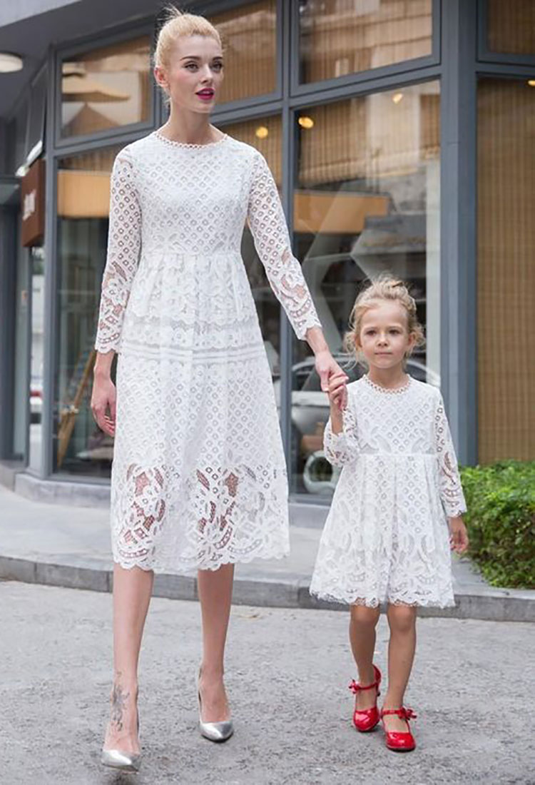 لباس مجلسی گیپور ست مادر و دختر