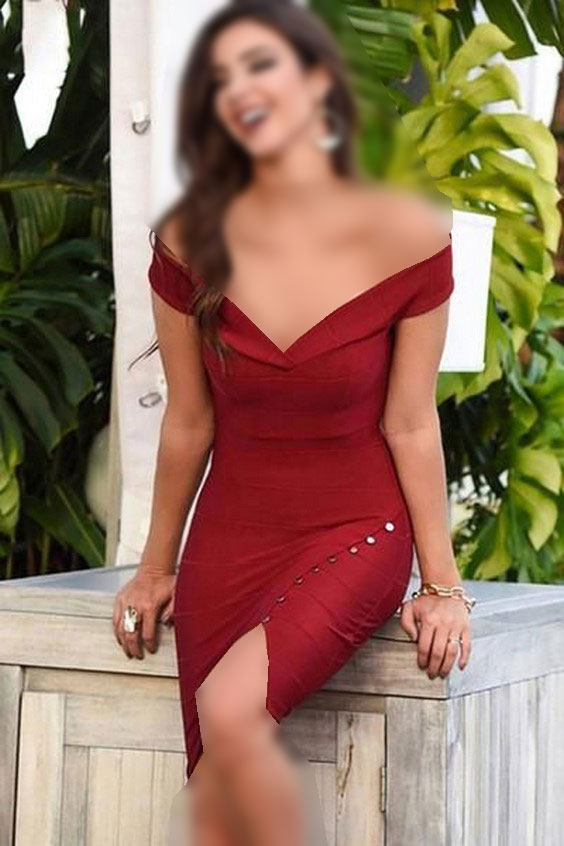 مدل لباس مجلسی یقه هفت باز قرمز