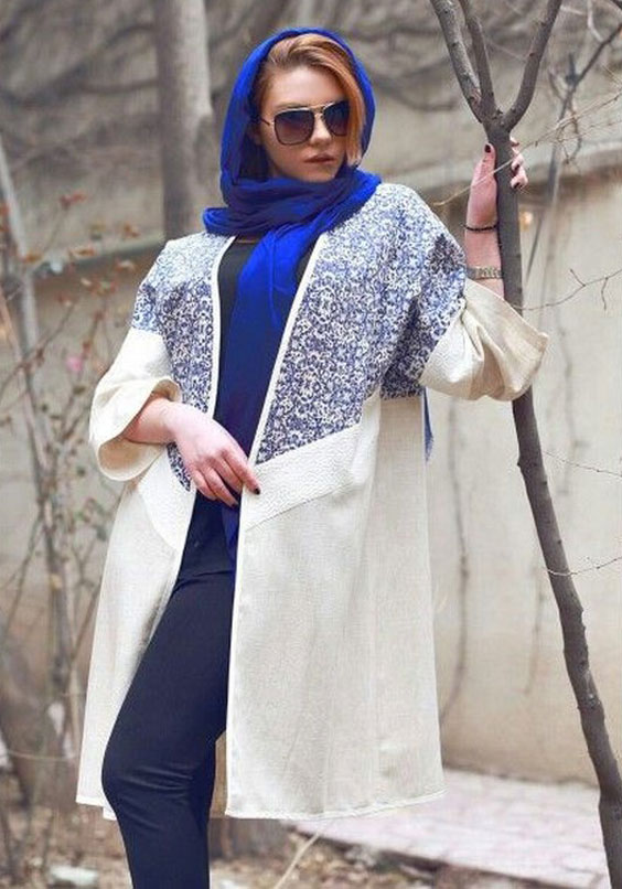 مدل مانتو مجلسی کوتاه طرح دار