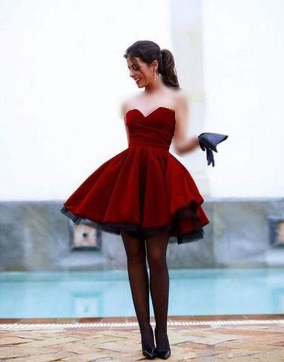 مدل لباس مجلسی پرنسسی کوتاه مخمل قرمز
