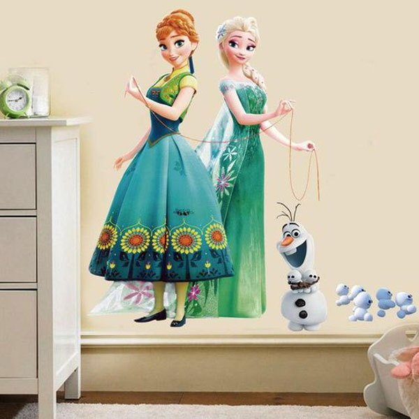 مدل پوستر دیواری سه بعدی طرح کارتون فروزن برای تزیین دیوار اتاق دختر بچه 
