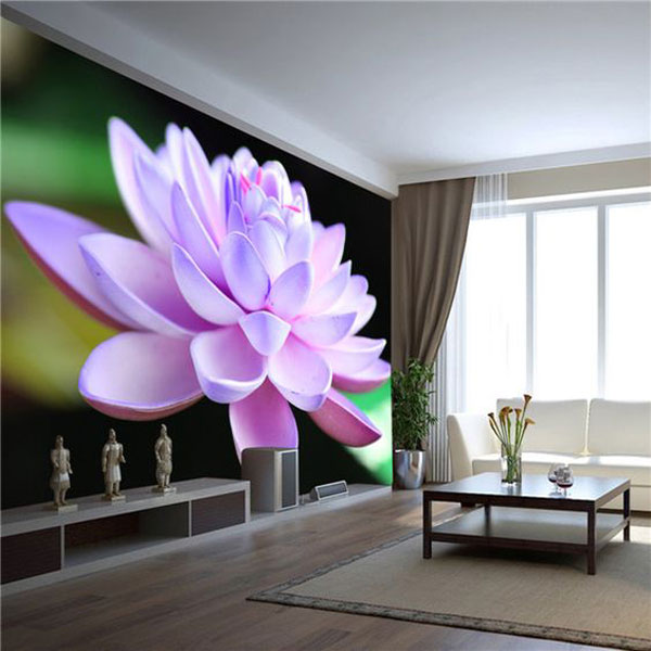 مدل پوستر سه بعدی دیواری طرح گل نیلوفر مناسب برای دیوار اتاق پذیرایی