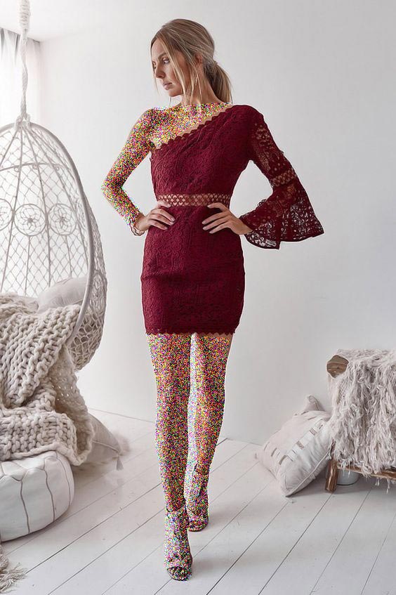 مدل لباس مجلسی زرشکی گیپور 