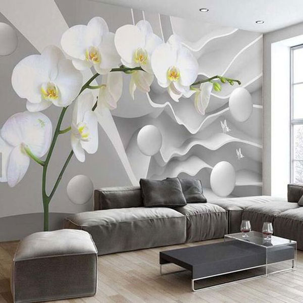 پوستر سه بعدی دیواری شیک گل ارکیده مناسب برای تزیین دیوار اتاق پذیرایی