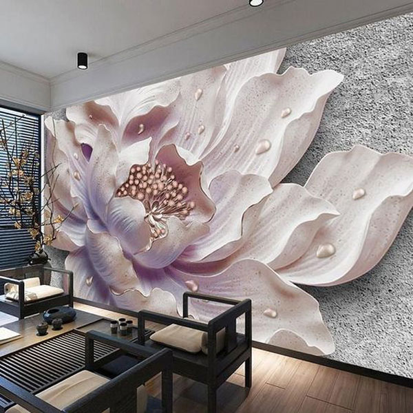 مدل پوستر سه بعدی گل مناسب برای تزیین دیوار اتاق پذیرایی و نشیمن