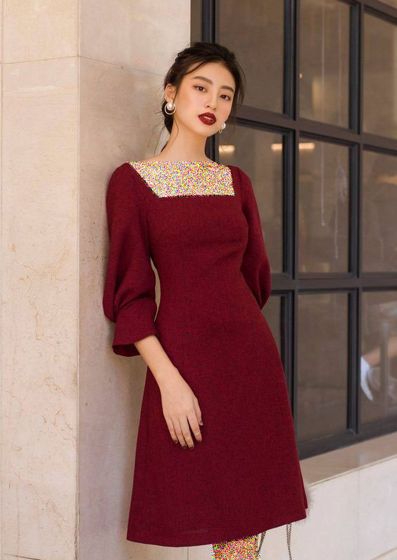 مدل لباس مجلسی زرشکی ساده