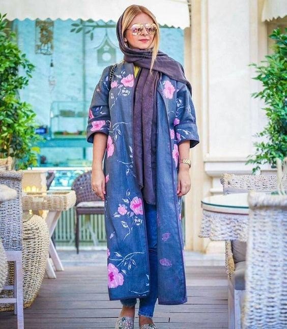 مدل مانتو مجلسی بلند گلدار