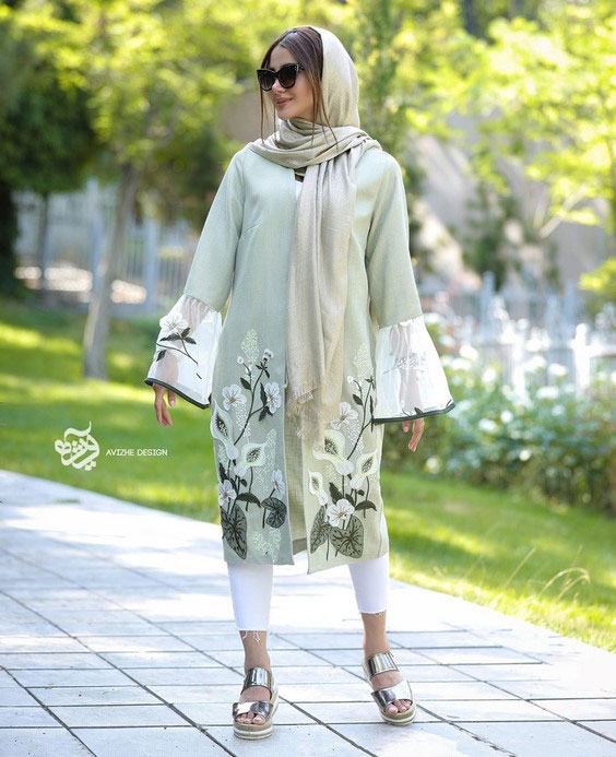 مدل مانتو مجلسی کوتاه گلدار