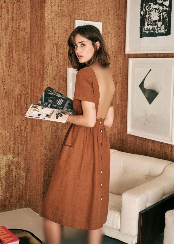 مدل لباس مجلسی قهوه ای دخترانه پشت باز