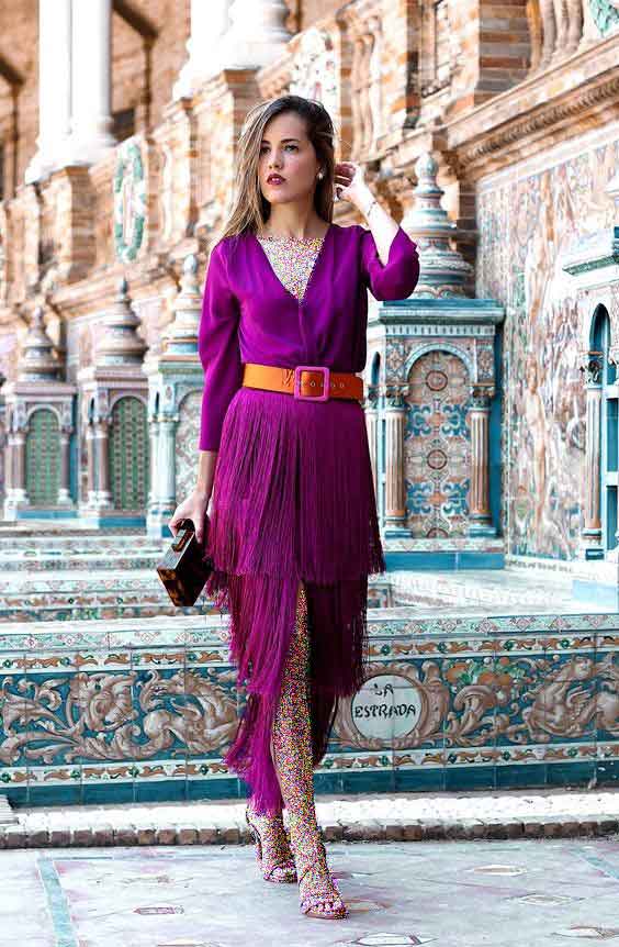 مدل لباس مجلسی بنفش یقه هفت