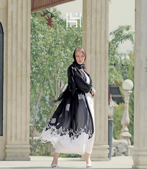 مانتو مجلسی دخترانه مشکی و سفید