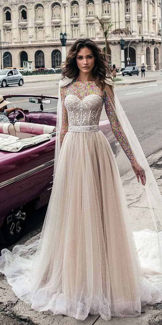 مدل لباس عروس رنگ نباتی دکلته