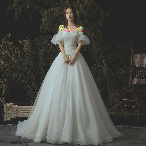 لباس عروس پرنسسی پفی آستین پفی