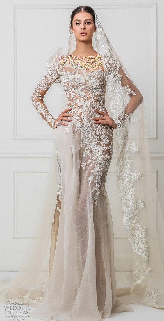 مدل لباس عروس گیپور شامپاینی