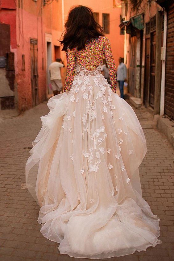لباس عروس صورتی گل برجسته