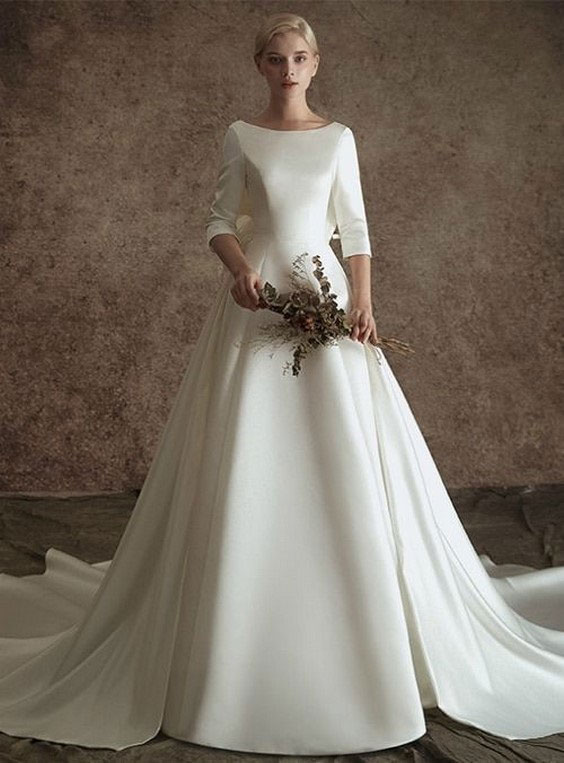 لباس عروس پرنسسی پفی ساده و شیک