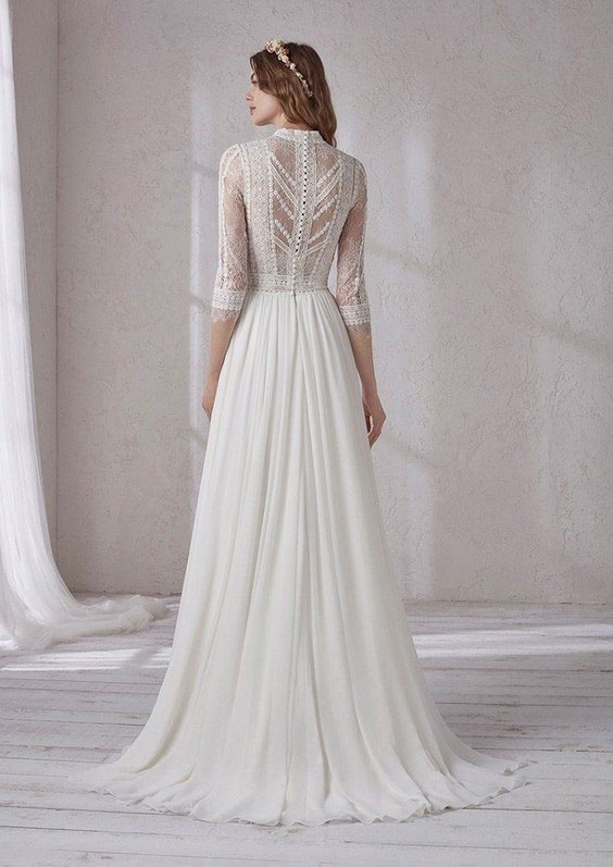 لباس عروس آستین بلند سه ربعی