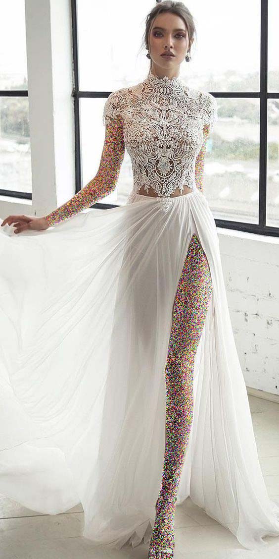 مدل لباس عروس گیپور دو تکه