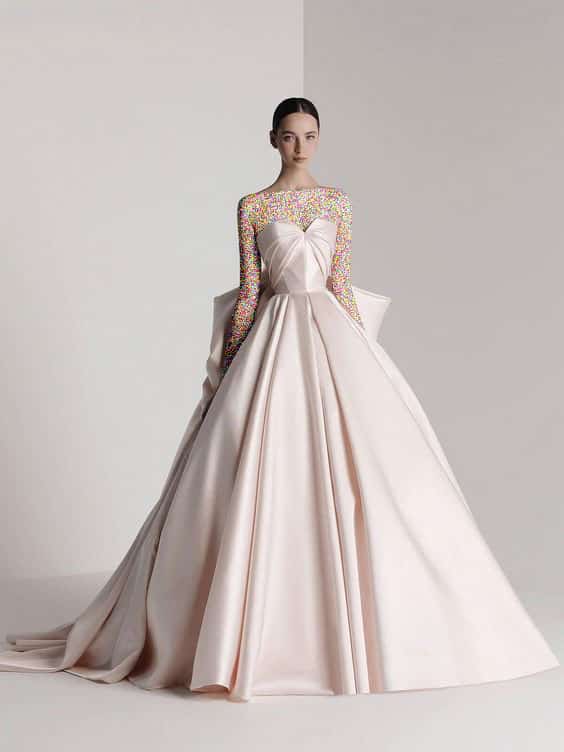 مدل لباس عروس صورتی پرنسسی