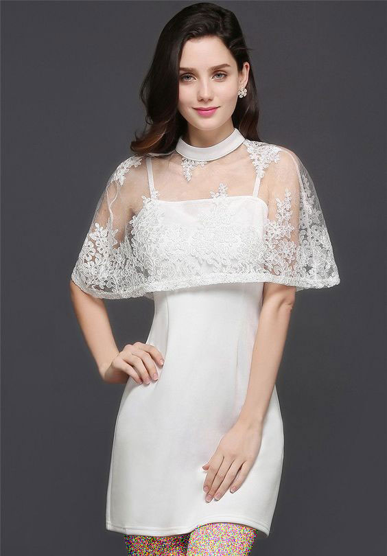مدل لباس مجلسی دخترانه سفید شنل دار