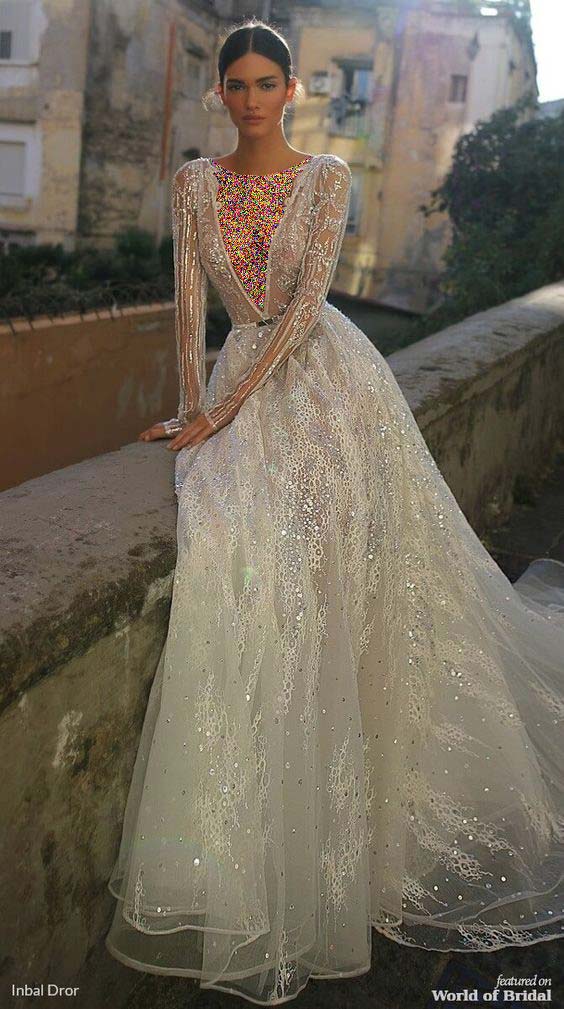 مدل لباس عروس لمه و شاین آستین بلند