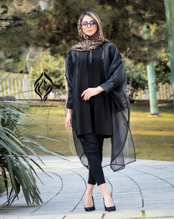 مدل مانتو مجلسی حریر مشکی
