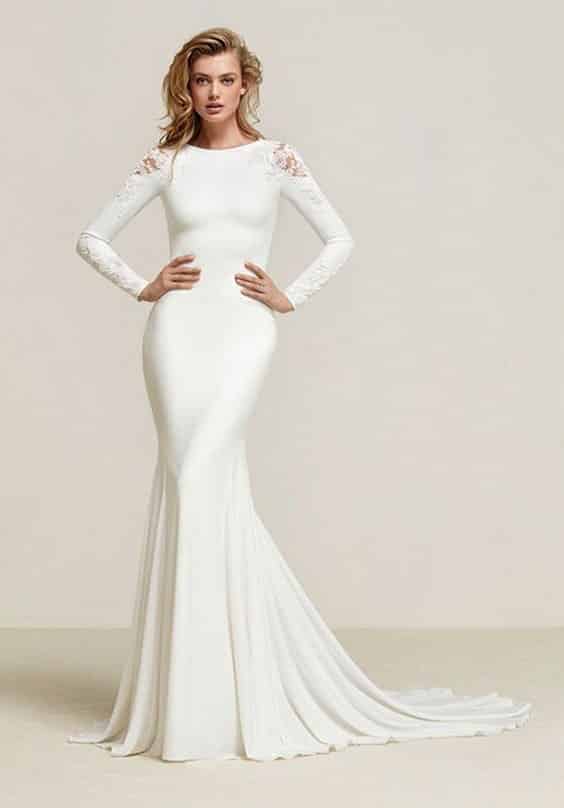 لباس عروس مدل ماهی آستین بلند ساده