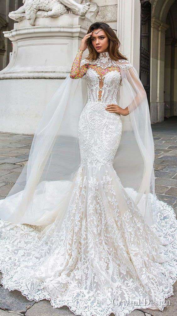 لباس عروس مدل ماهی شنل دار