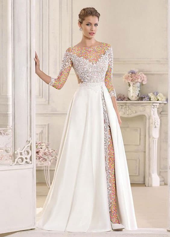 مدل لباس عروس ماکسی آستین بلند 