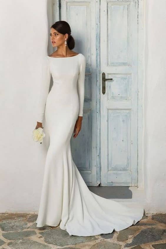 مدل لباس عروس ماکسی ساده آستین بلند