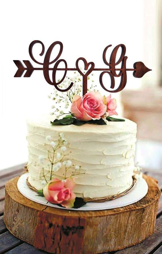 مدل کیک عروسی یک طبقه روستیک ساده