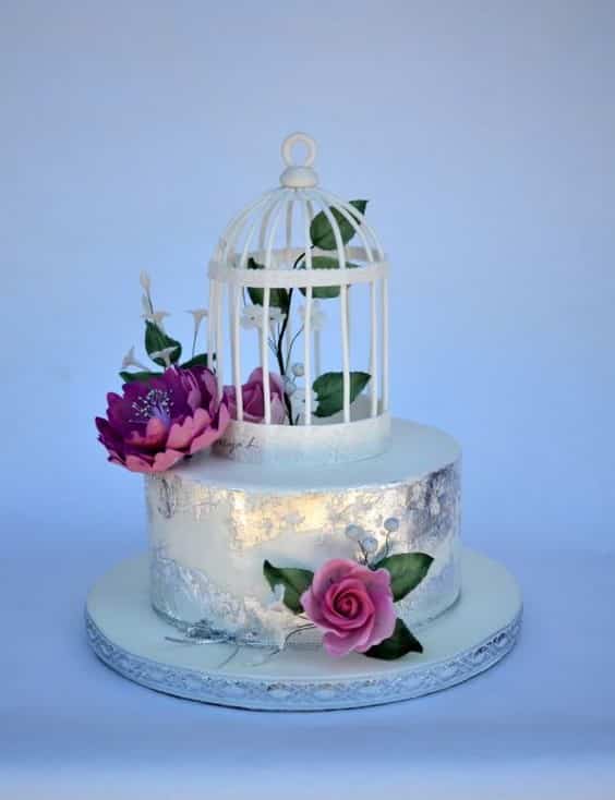 مدل کیک عروسی یک طبقه به شکل قفس