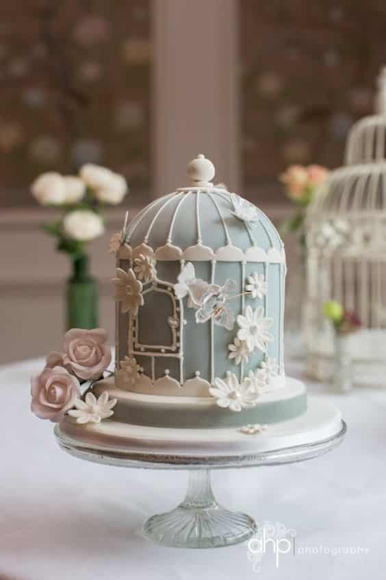 مدل کیک عروسی یک طبقه به شکل قفس