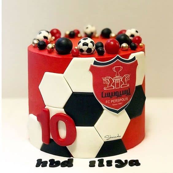 مدل کیک تولد پسرانه فوتبالی پرسپولیسی