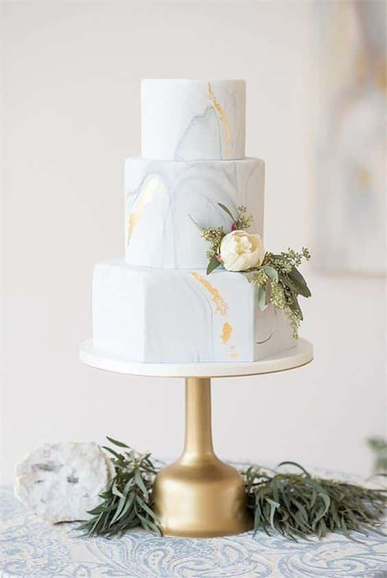 مدل کیک عروسی سه طبقه با تکنیک ماربل
