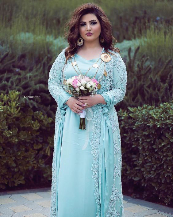 مدل لباس کردی عروس آبی 