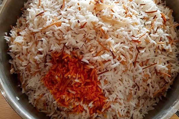غذای برنجی بدون مرغ و گوشت