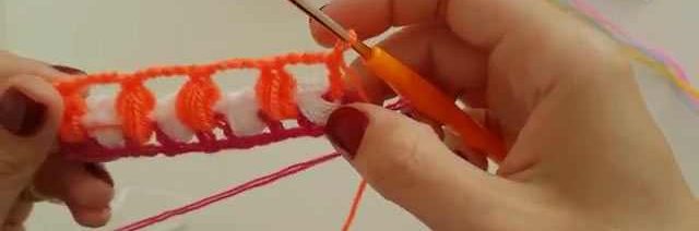 بافت لانه زنبوری با دو میل و قلاب پفکی