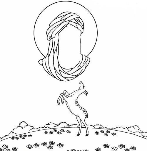 نقاشی کودکانه ضامن آهو