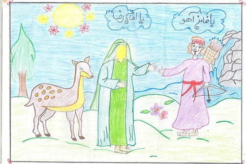 نقاشی کودکانه درباره امام رضا علیه السلام