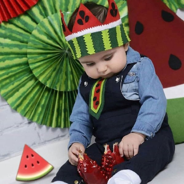 تاج به شکل هندوانه با نمد دوزی