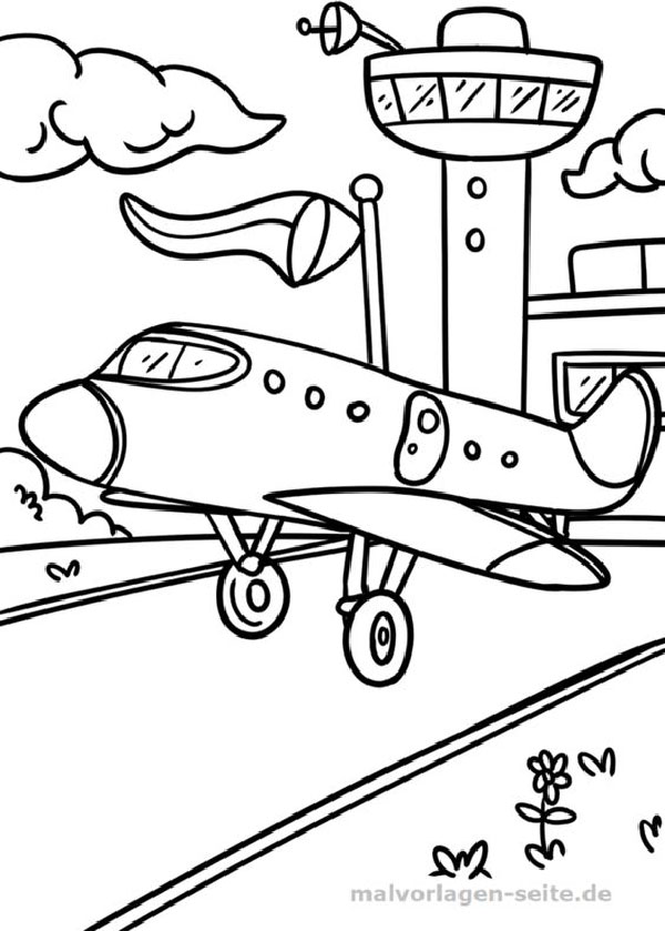 نقاشی کودکانه هواپیمای مسافربری ساده
