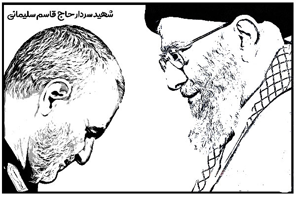 نقاشی سردار سلیمانی با مداد رنگی