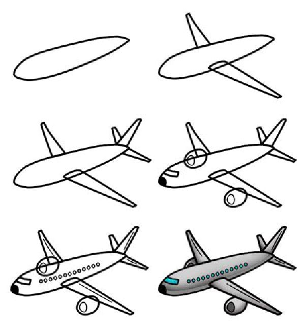 آموزش نقاشی هواپیما ساده