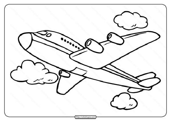 نقاشی هواپیما ساده کودکانه